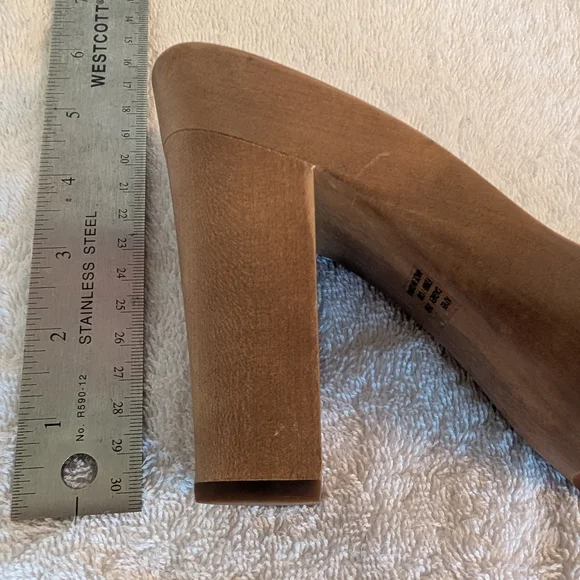 Coach Cagney Clear Bronze Gold Wooden Sz.7.5 Platform Slip-On Heels - Picture 5 of 13